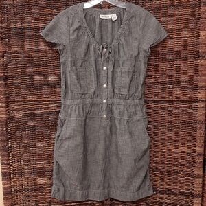 DKNY Jeans Petites Dress Women's Large Blue Chambray Denim Shirt Dress Western